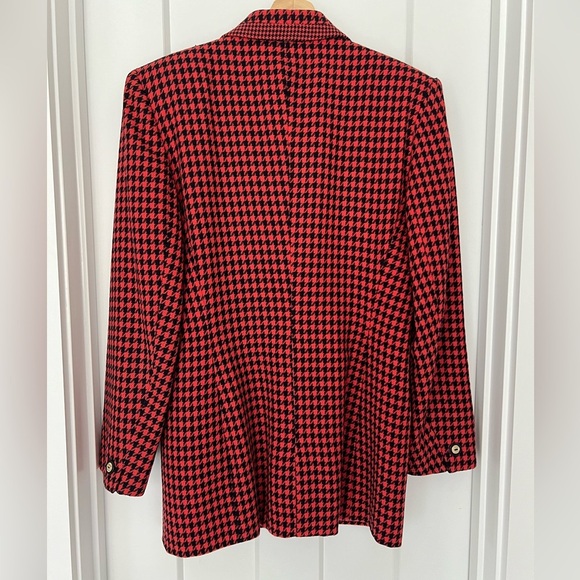 Jones New York: Vintage 80s Orange Black Herringbone Blazer 100% Wool: Size US 4 - Picture 3 of 7